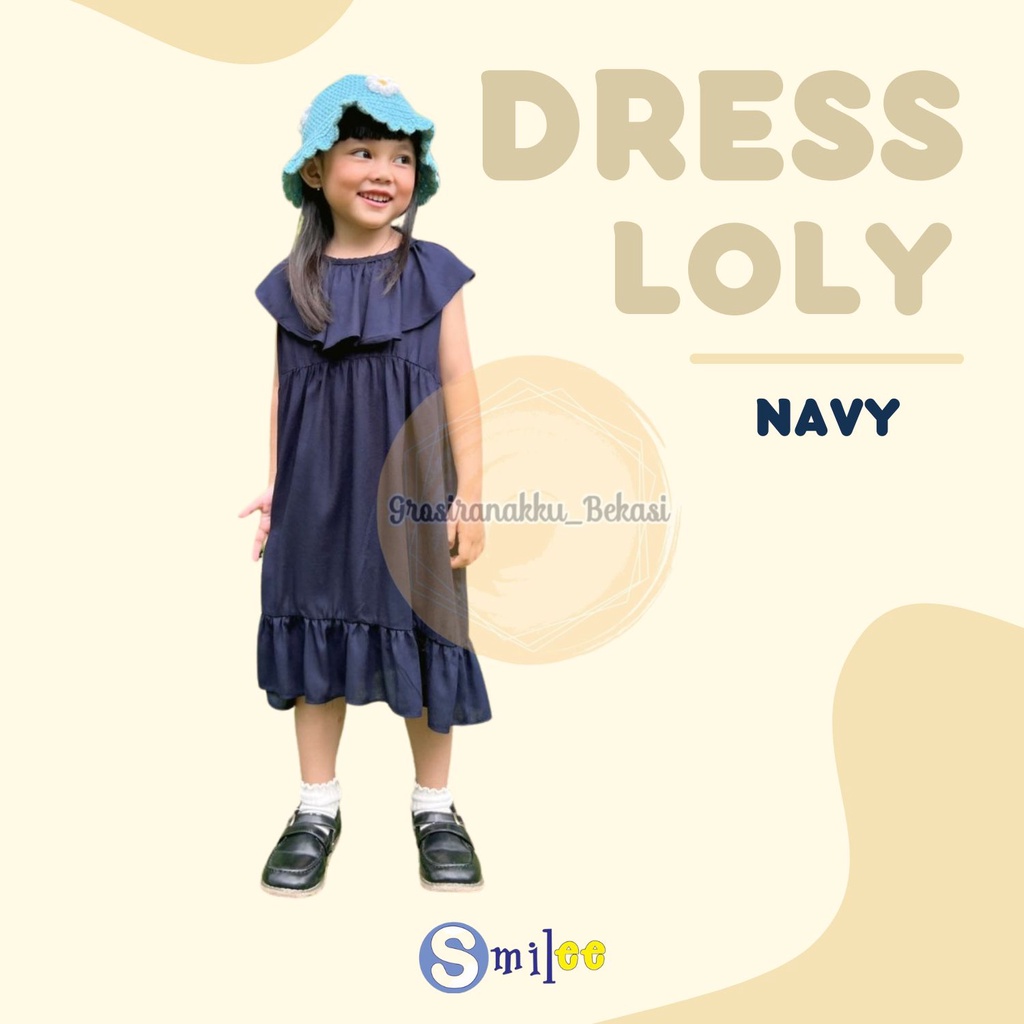 Dress Anak Smile Loly Warna Navy 1-5Thn