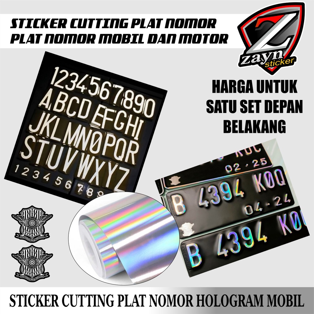 STICKER STIKER CUTTING FONT PLAT MOTOR MOBIL HITAM DAN PUTIH