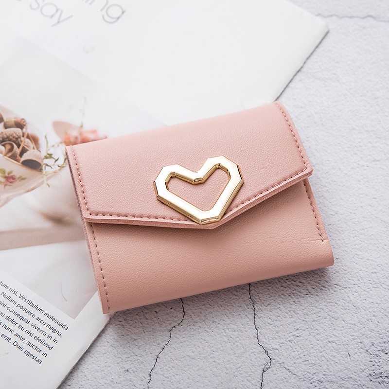 DSM DOMPET WANITA KECIL LOVE DWK-2007 / DOMPET WANITA KEKINIAN DOMPET WANITA MURAH IMPORT#BISA COD-PINK MUDA L05