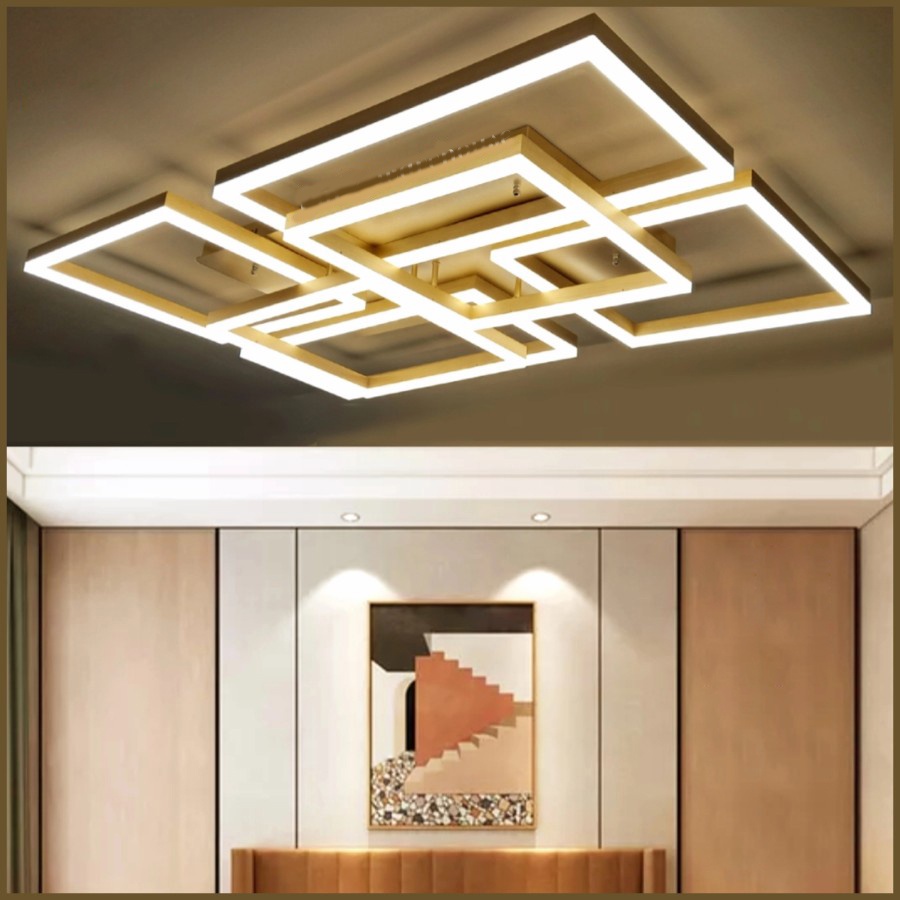 Lampu hias plafon ceiling MODERN GOLD LED 3 warna sinar cahaya putih kuning warm white REMOTE CONTRO