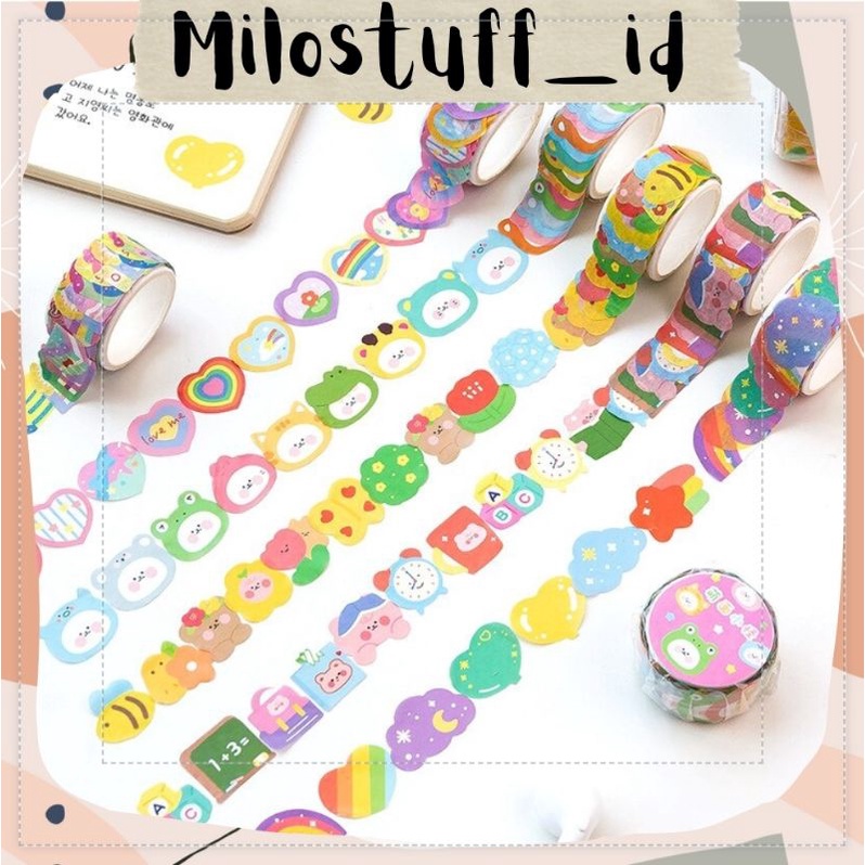 

[MILOSTUFF_ID] 100 Pcs Sticker Selotip Washi Paper Cute Colorfull Untuk Jurnal DIY Planner--MS0216