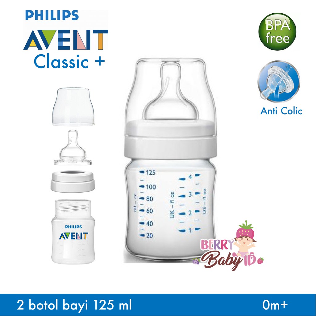 Philips Avent Classic+ 2 Pcs Botol Susu Bayi 125ml Twin Pack Classic 125 ml Berry Mart