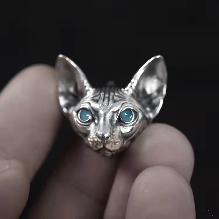 Anting Bentuk Kucing Bahan Stainless Gaya Retro Untuk Pria Dan Wanita