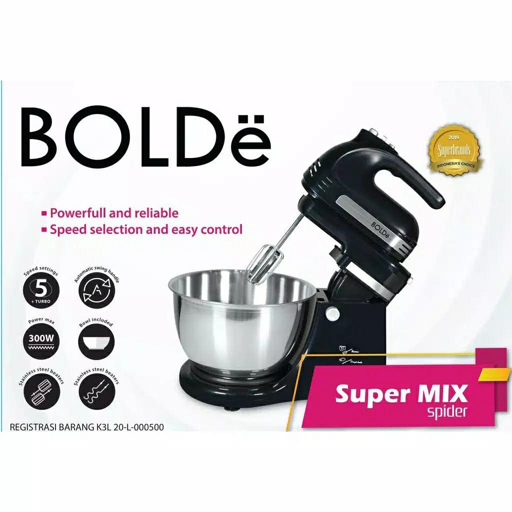 BOLDE Super Mix Spider 4,5 L standing Mixer 5 kecepatan turbo 300W ulen adonan kue roti pastry