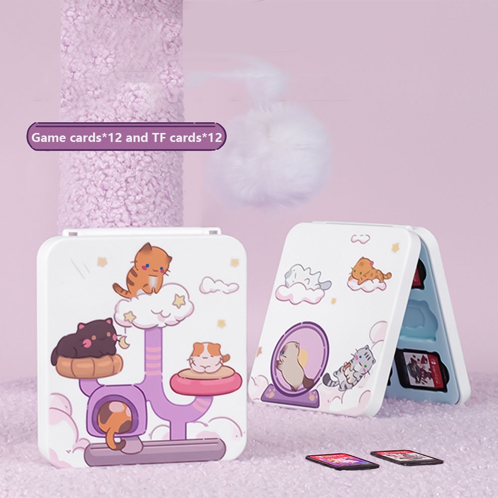 Hard Case Pelindung Penyimpanan Nintendo Switch V1 V2 Motif Kucing Lucu