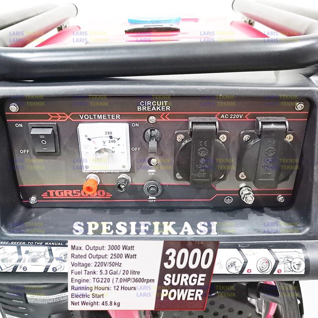 Mesin Genset 3000 Watt Generator 3000W Jenset Bensin 4 Tak TGR5000/Mesin Generator Genset TIGER TGR 