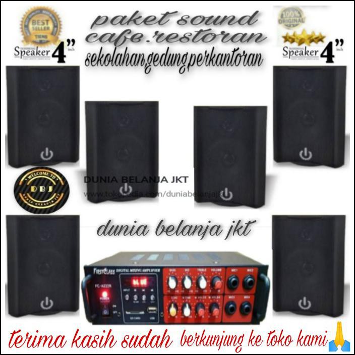 Paket Sound Cafe Restoran Amplifier Usb Bluetooth Speaker 6 Unit