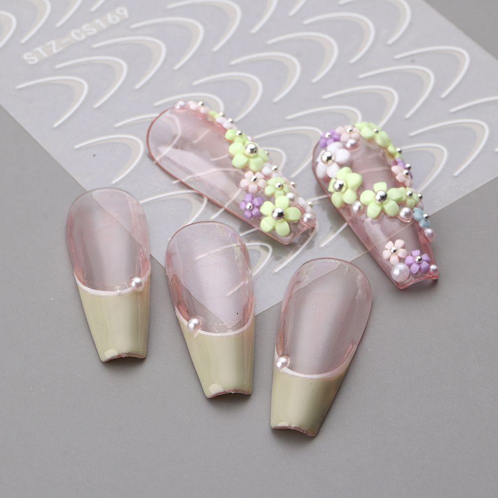 Mxbeauty 3D Garis Stiker Kuku DIY Fashion Gaya Perancis Transfer Kuku Foil Kuku Seni Slider Perekat Diri Nail Art Dekorasi