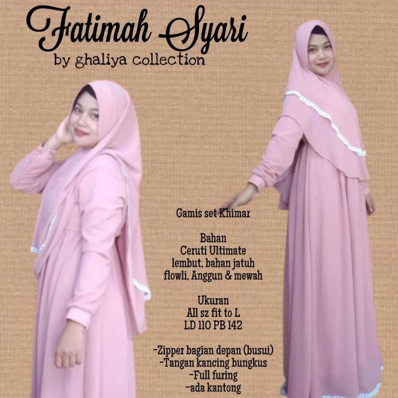 Baju Hijab Syari Wanita|Fatimah syari|gamis muslim|fashion muslim|gamis jahit butik|Ceruti ultimate