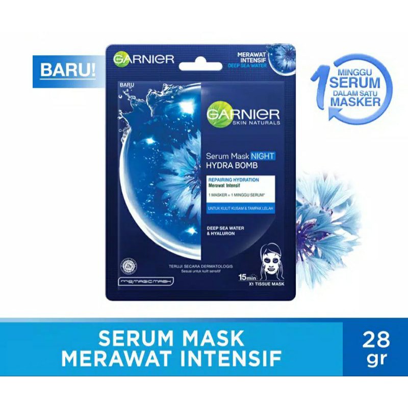Sheet Mask Masker Serum Mask Night Hydra Bomb Garnier Repairing Hydration Merawat Intensif