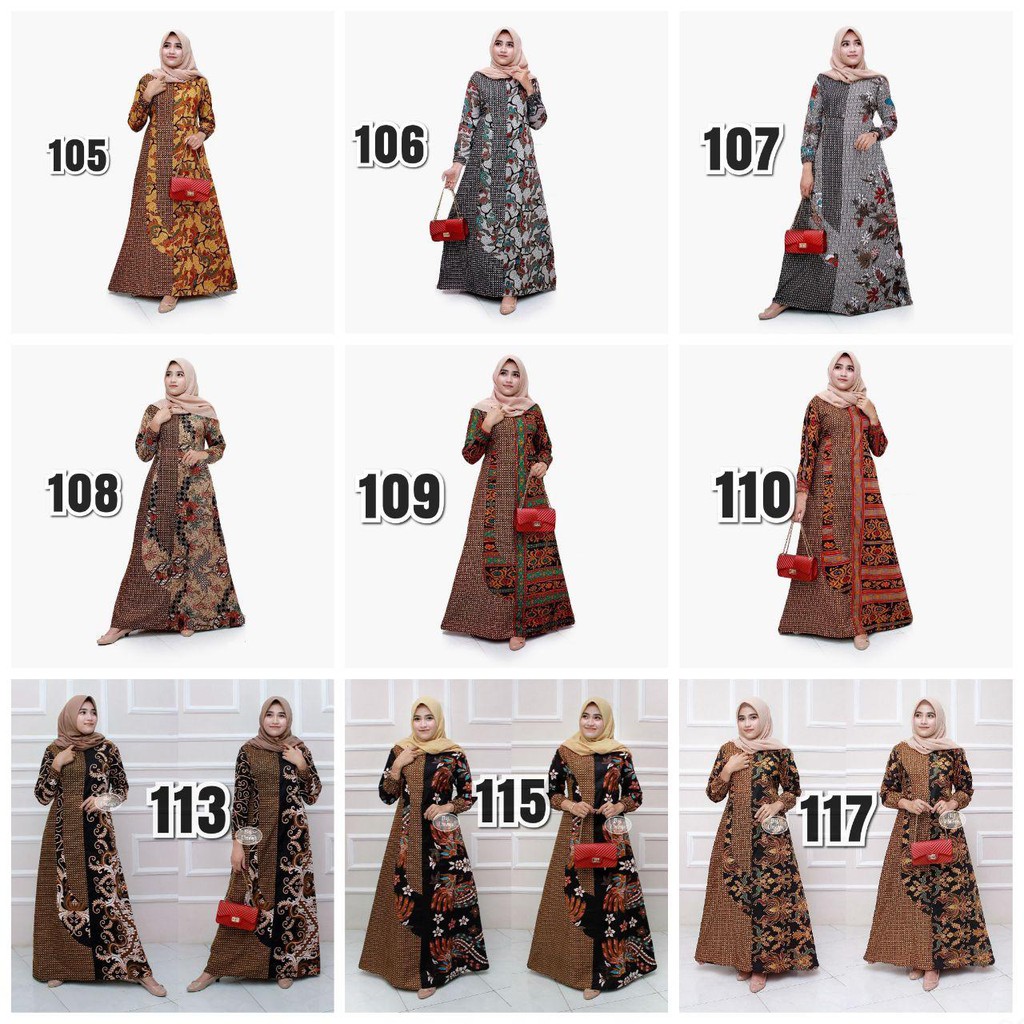 Batik Couple Gamis batik Maura Sania Ruffle ori Ndoro jowi DNT Size M L XL All Size-GAMIS SAJA