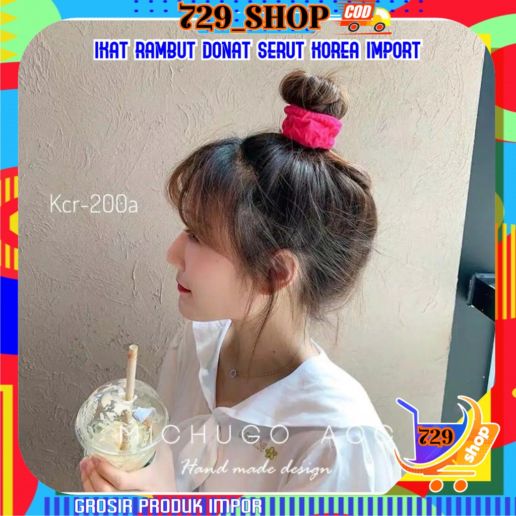 Ikat Rambut Donat Serut Korea Import