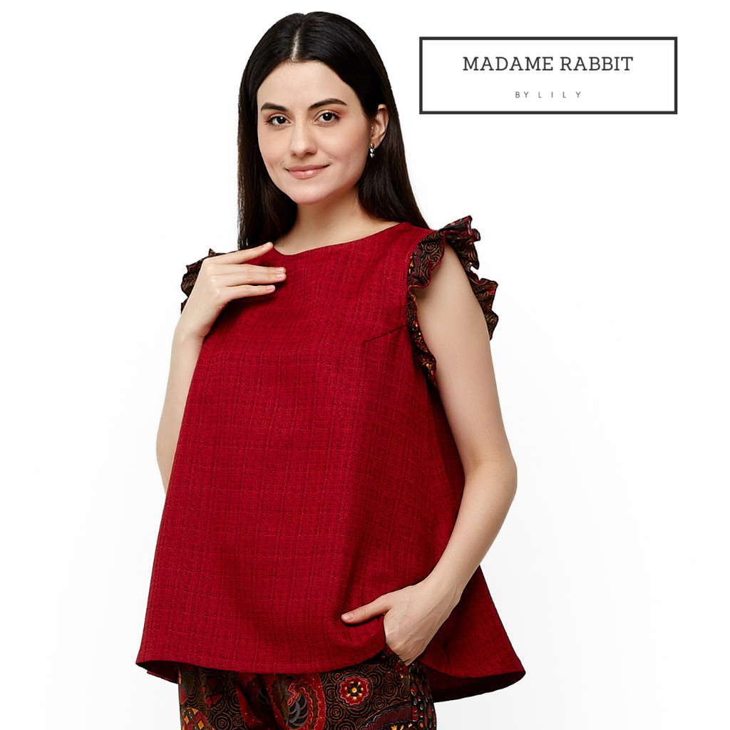 MADAME RABBIT - Red Verbana Blouse-2