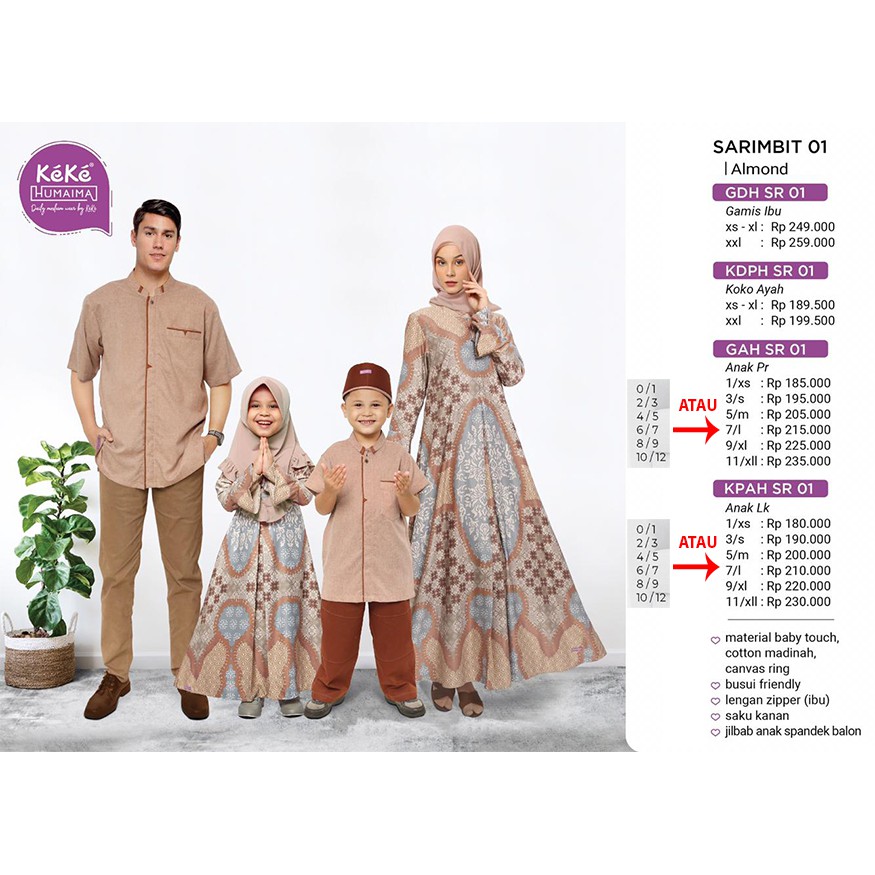Busana_Keke ~ Sarambit 01 Keke Humaima Terbaru KPAH SR 01 ~ Warna Almond