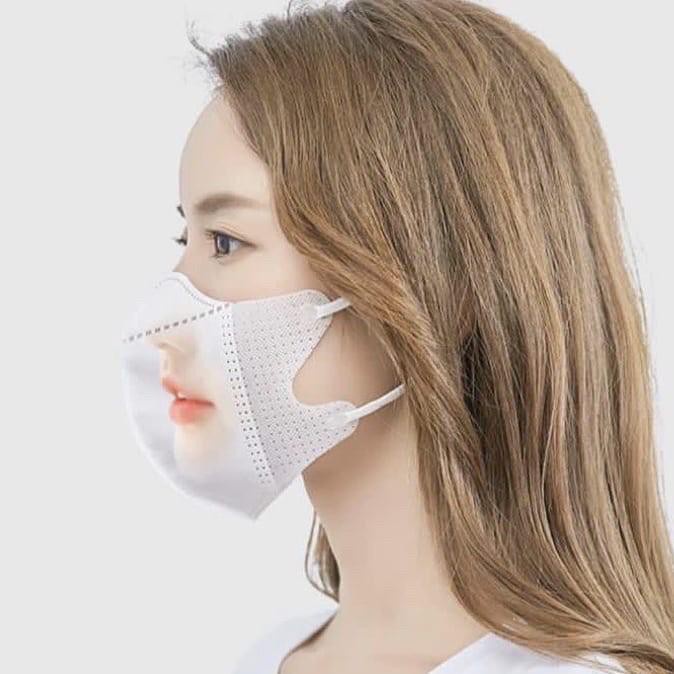 Masker Duckbill Warna Garis Putih / Hitam 3D 3 Ply  Disposable Mask Setara Sensi Mouson Alkindo  isi  50pcs