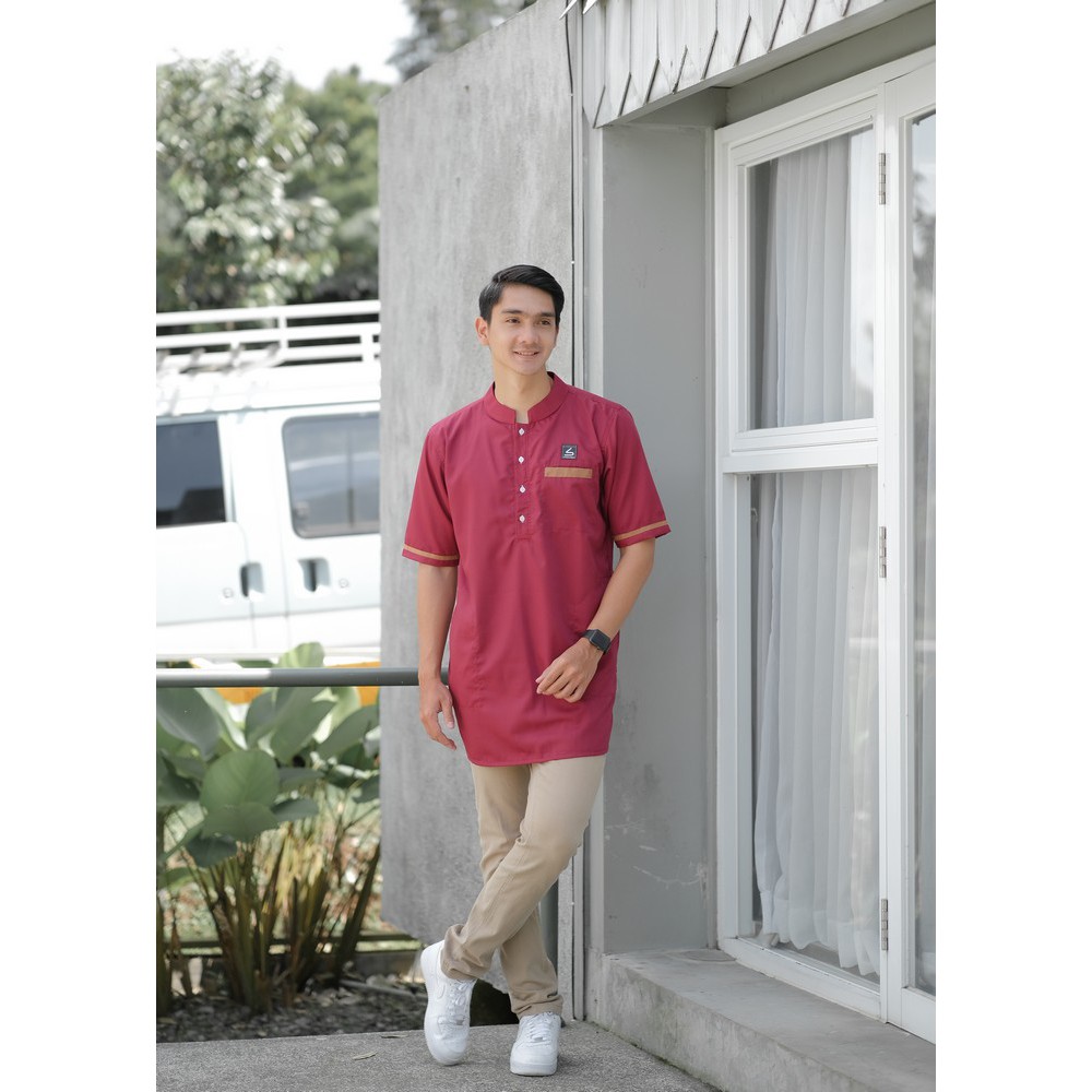 Baju Koko Muslim Pria Dewasa / Baju Koko Kurta Modern Fit / Kurta Kasual Muslim - Soleh Abu Bakar