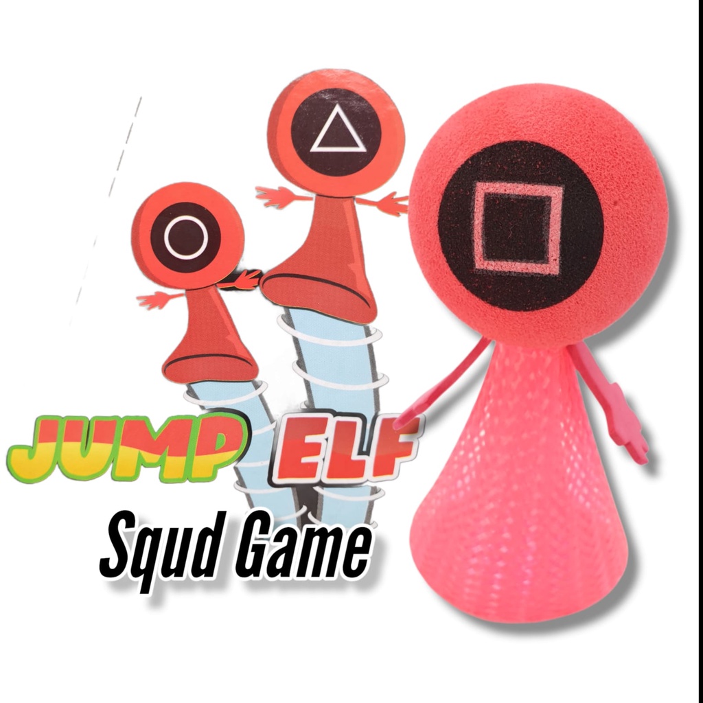 Mainan Elf Bouncing Squid Game / Boneka Loncat/EVASmall Elf Squid Game Bounce Springs/ People Bouncing Jump Toy Children/ Dolls Toys/ Edukasi Anak-anak Anak Bayi Kartun Hadiah Mainan