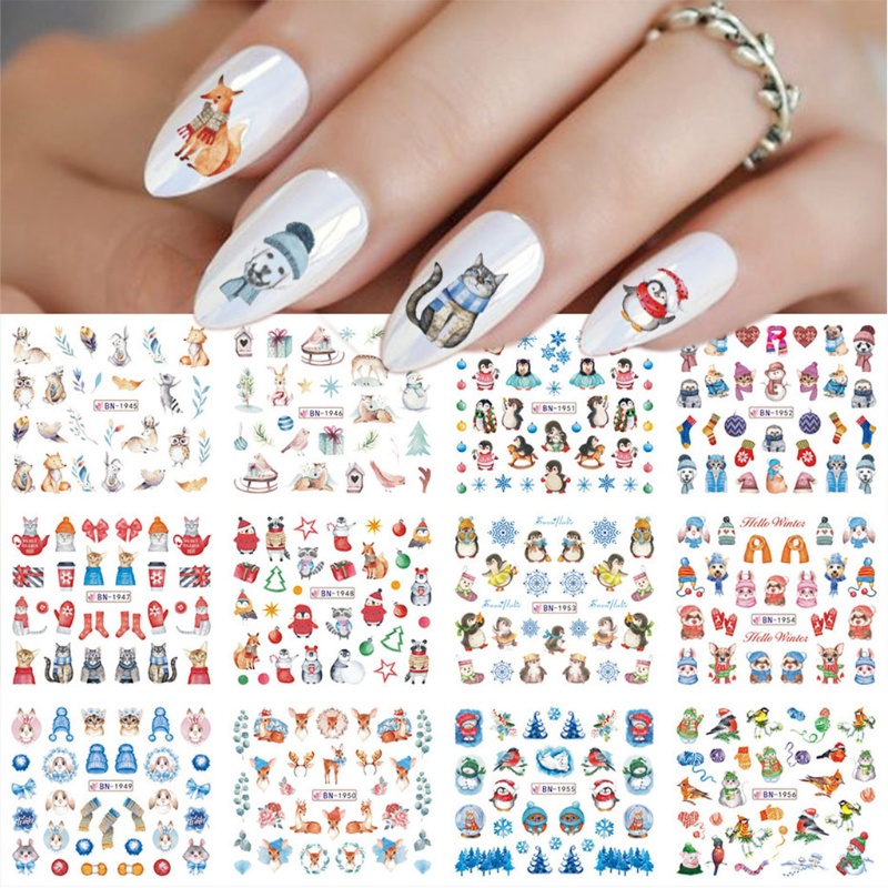 Zzz Stiker Kuku Motif Natal 3D Untuk Dekorasi Nail Art