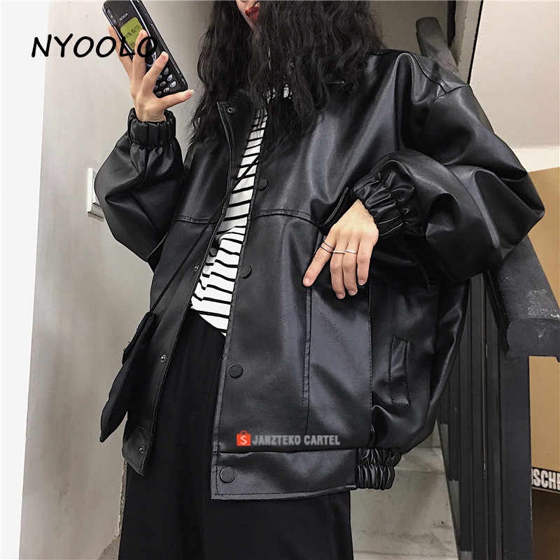 JNK x CPL - Jaket Oversize Pria Wanita Big Size Bahan PU Faux Synthetic Leather Jacket Oversized Jeket Semi Kulit Sintetis Viena Grade A Jumbo Couple Saku Pocket Besar Premium Original Import Distro Cewek Cowok Remaja Dewasa Anak Muda Korea Style KPOP ORI