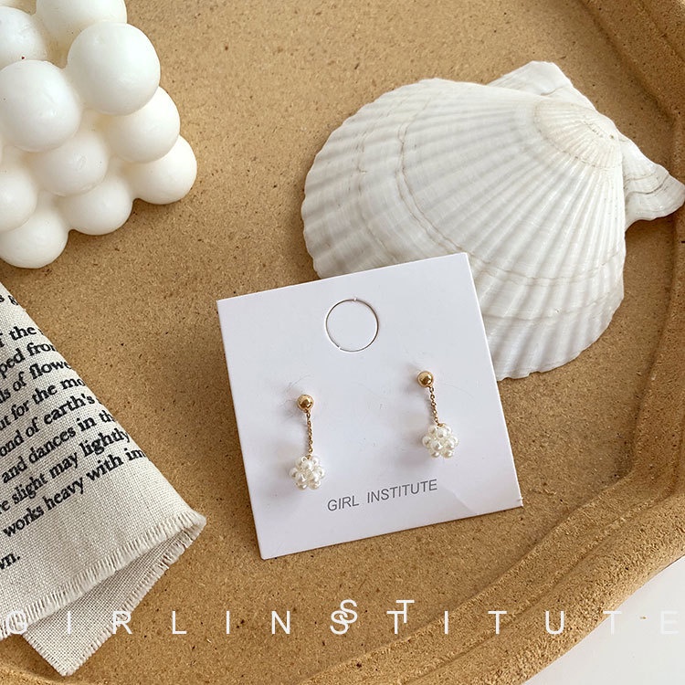 Gaya dingin mutiara anting-anting untuk Wanita Baru Fashion Net Merah sederhana anggun kecil dan pen