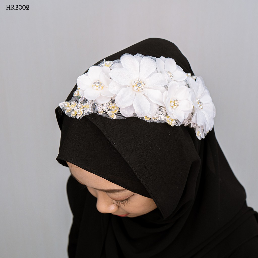 [BISA COD] HEADPIACE HIJAB PENGANTIN MODERN AKSESORIS BROKAT HRB002