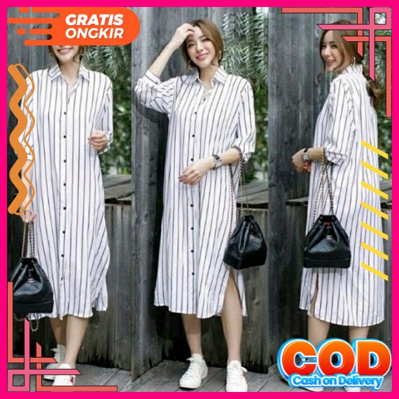 Ready Chiko 치고 Dress Korean Look Vintage Casual Formal Midi Kondangan Prewed Wedding Putih White Mar