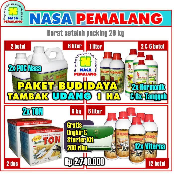 

PAKET BUDIDAYA UDANG ORGANIK NASA SUPER PLUS TON TANGGUH PROBIOTIK