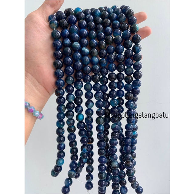 batu dyed carnelian biru batu perhiasan fashion 12mm beads elyecraft bahan kalung gelang anting strap mask kerajinan tangan craft citayam fashion week etink vintage elegan bali manik crystal perhiasan