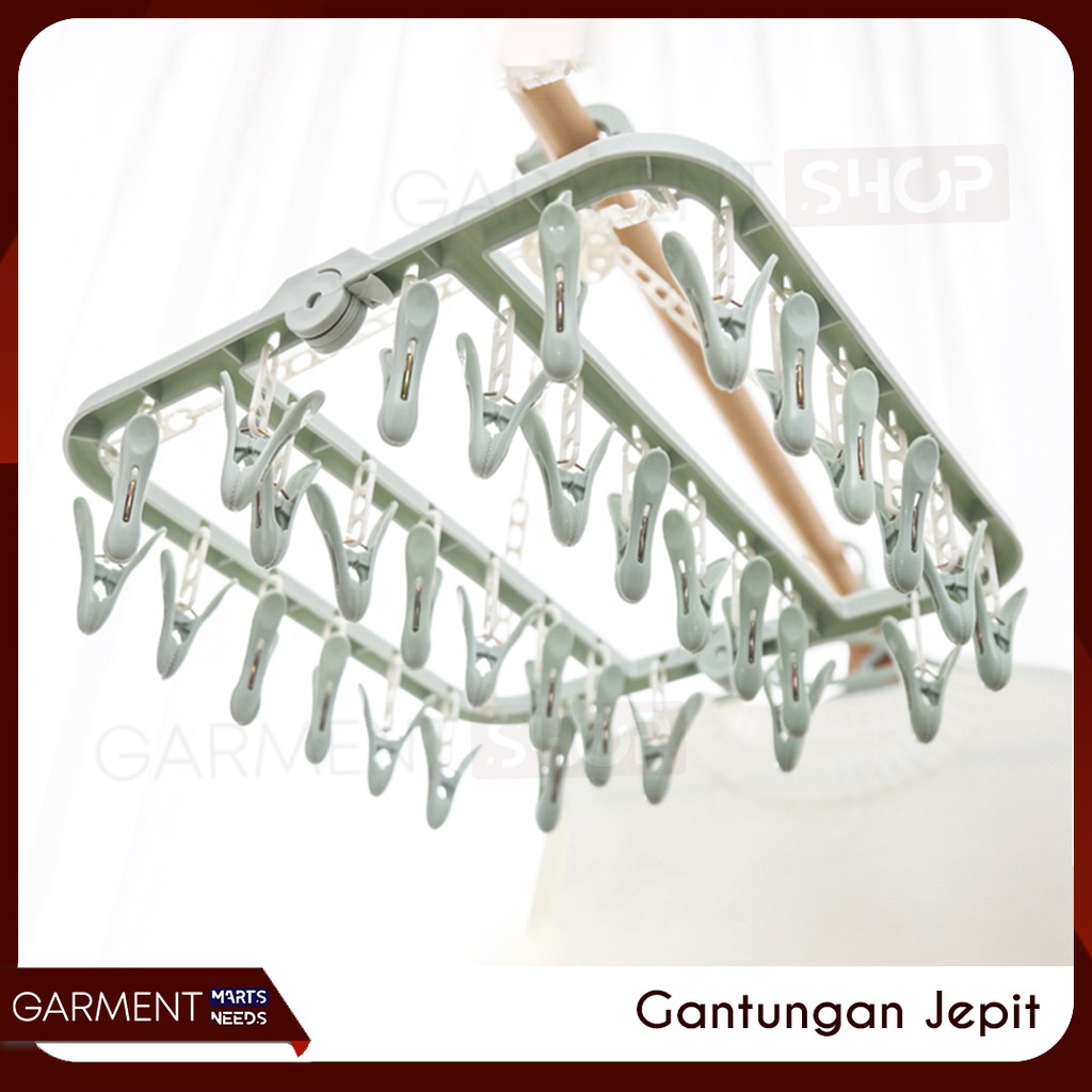 Jemuran Baju Bayi Jepit 32 Jepitan Hanger Baju Serbaguna 32 Jepit / Gantungan Jemuran Jepit Baju Kaos Kaki Serbaguna