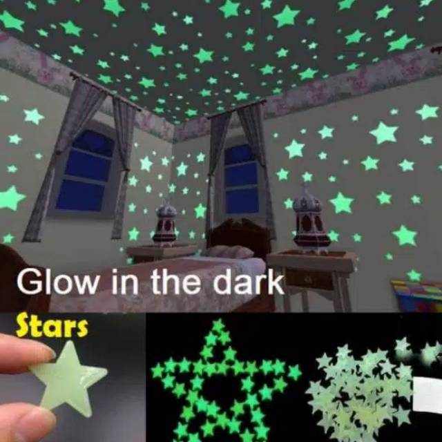 Stiker 3D STAR Glow In The Dark