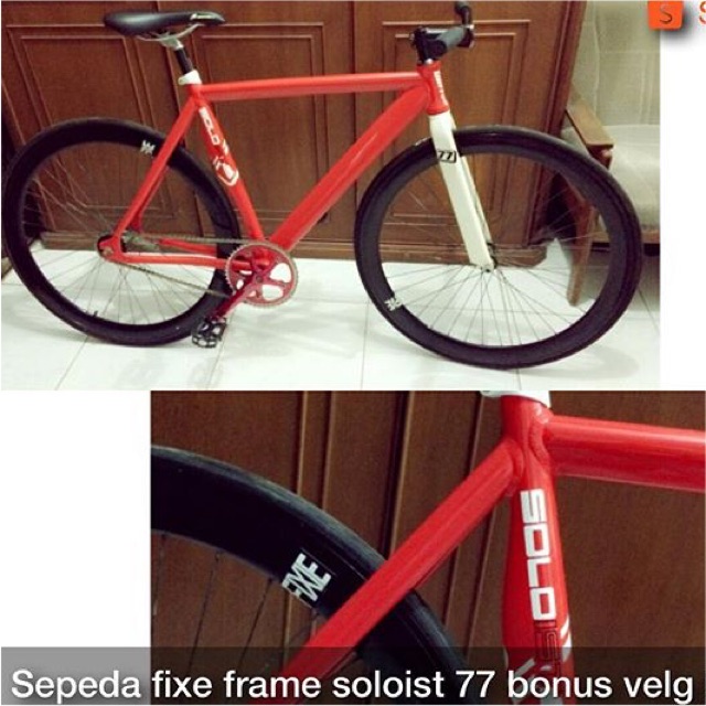 Jual preloved sepeda fixie soloist 77 + velg baru warna putih area JKT only