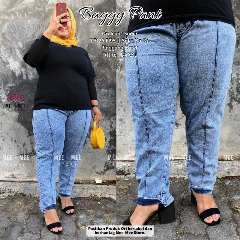 baggy pant celana jeans jumbo wanita by mee-mee