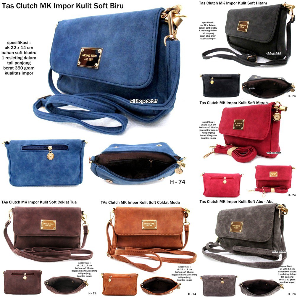 Tas clutch MK impor kulit soft