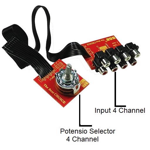 Kit Audio Input Selector 4 In RCA 1 Output 3x4 Rotary Switch Socket Kabel Selektor Input Box Bell