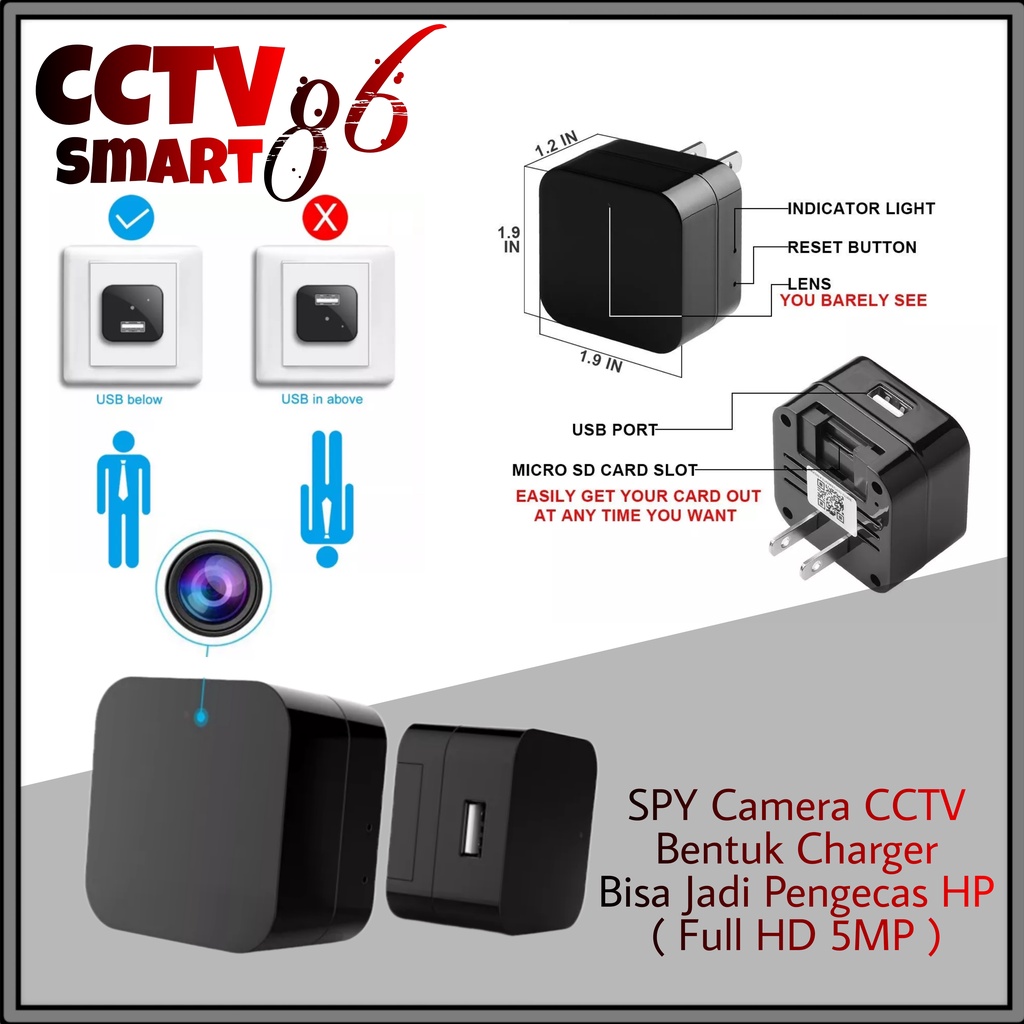 NEW Spy Cam Charger USB Non Wifi BENTUK CHARGER Camera Mini