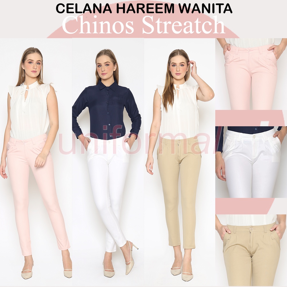 Celana Kerja Wanita Kantor Formal CHINOS HAREEM Mid Waist Panjang Slim Fit Clana harem Kancing Depan Style S - XL CELANA PANJANG KANTORAN MODEL REGULER KANCING JOGER PANTS / KEKINIAN / MURAH / KOREA / PUTIH MERAH MUDA CREM HITAM DONGKER / HAREM PANTS