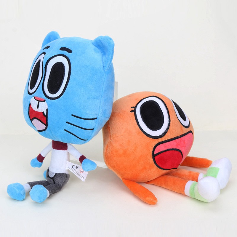 【New！！！】25cm The Amazing World Of Gumball Darwin Plush Toy Soft Stuffed Doll Kids Gift