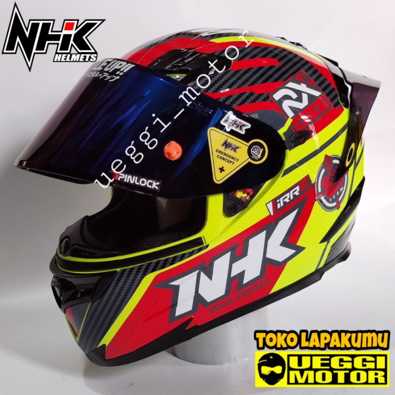 Helm Nhk rx9 fullface flat visor iradium solid Redbull-Racer yllow