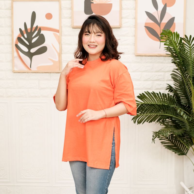 KAOS OVERSIZE KATUN COMBED WANITA KAOS JUMBO BAHAN 24S