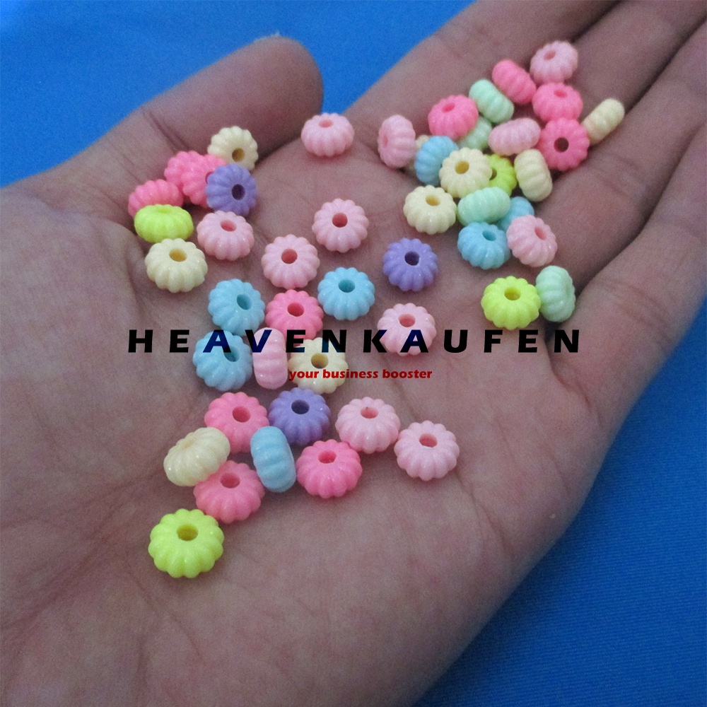 Manik Manik Beads Sun Flowers Plastik Lebar 8 mm Diameter Lubang 2 mm Mix Warna Per Pack isi 50 Pcs