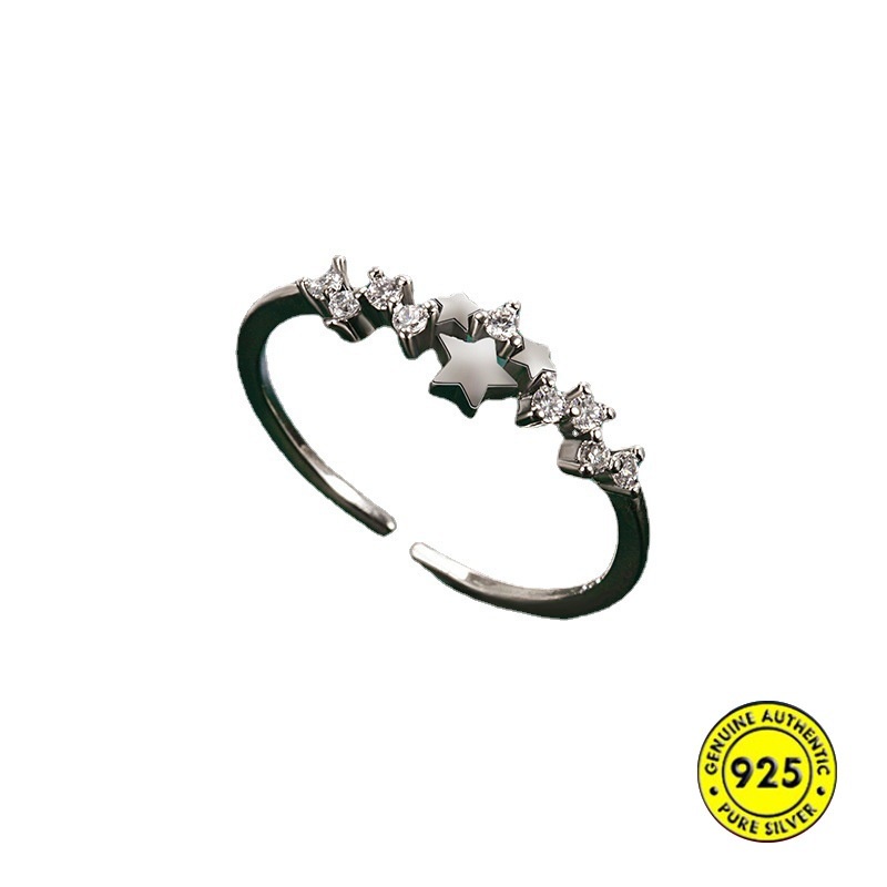 Cincin Model Terbuka Desain Meteor Bahan S925 Silver