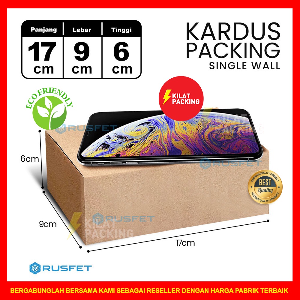 

KARDUS PACKING RUSFET / DUS KARTON BOX PACKING / BOX KARDUS BARU COKLAT POLOS SATUAN - 17 X 9 X 6