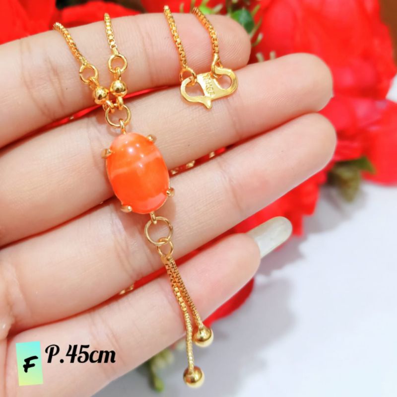 Kalung Koye Jurai motif batu alam warna warni emas anti karat murah berkualitas