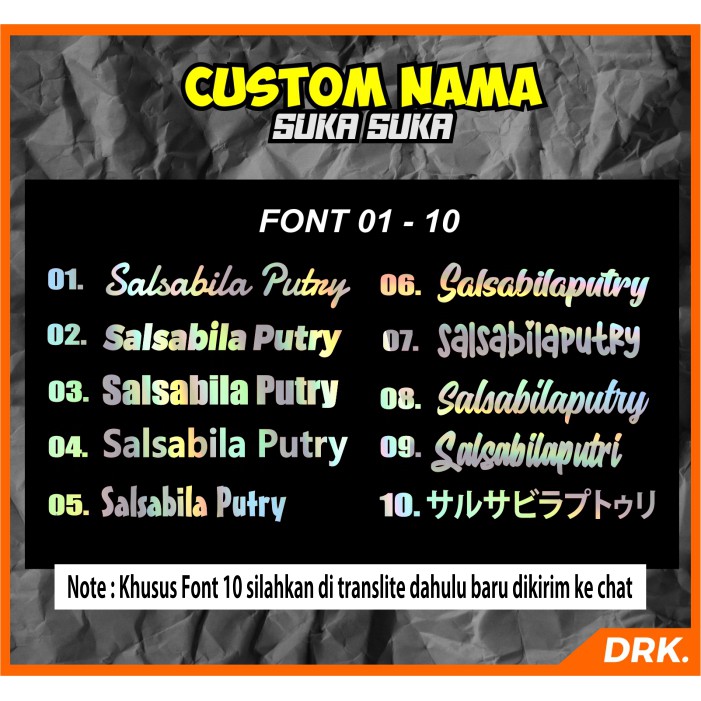 Stiker Hologram Nama Custom Nama Ig Nama Suka Suka Custom Nama Yt Sticker Hologram Nama Shopee Indonesia