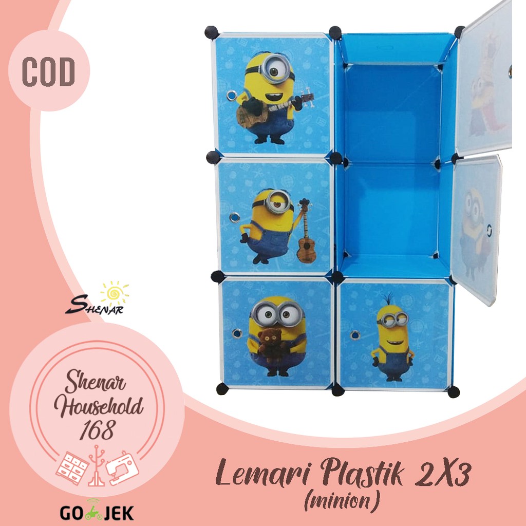 LEMARI PLASTIK/LEMARI 6 PINTU/ LEMARI/ANAK /KARAKTER/SERBAGUNA/LEMARI GANJUNG/UNIK-LEMARI 2X3 MINION