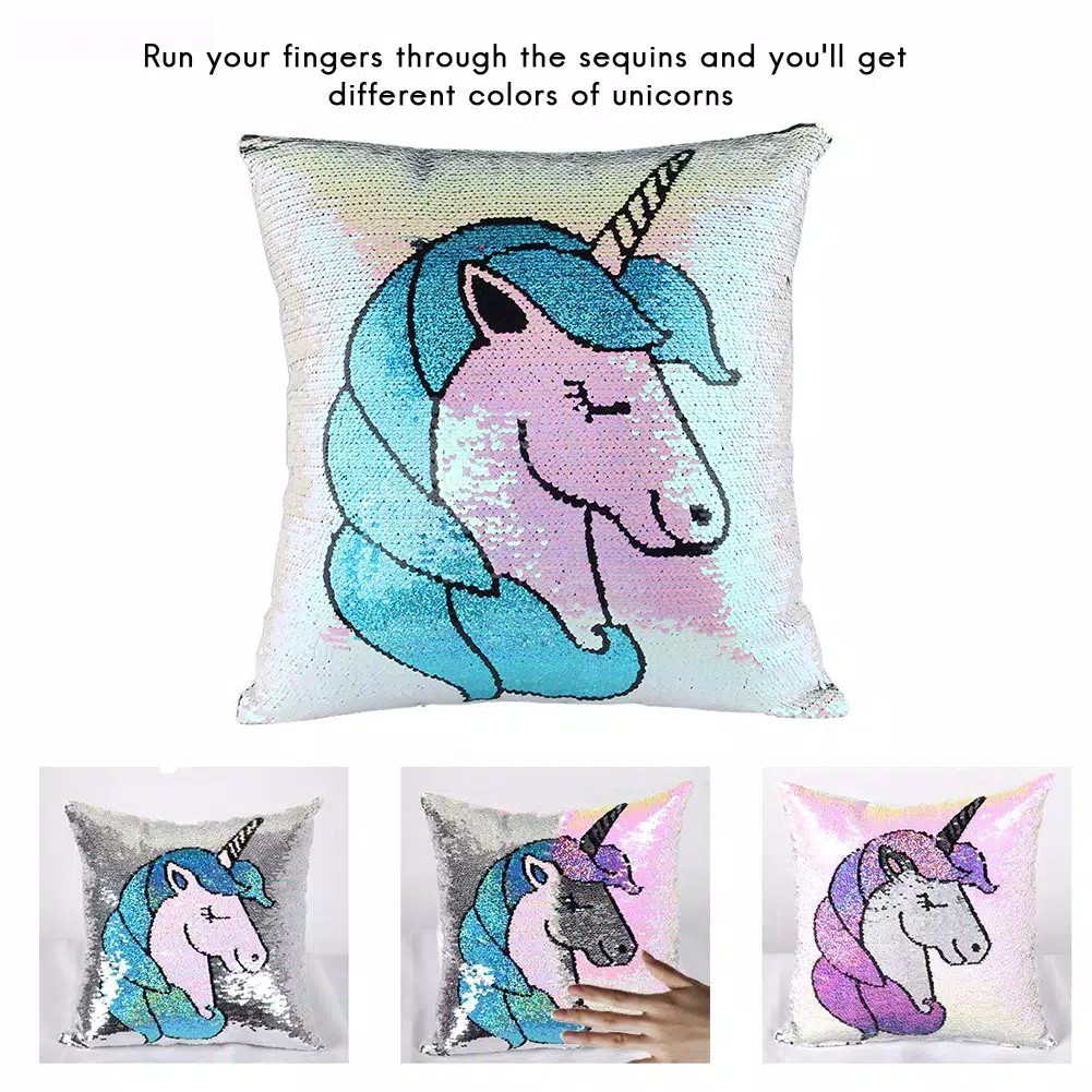 Sarung Bantal Sofa Sequin Unicorn 3 warna kwalitas Premium