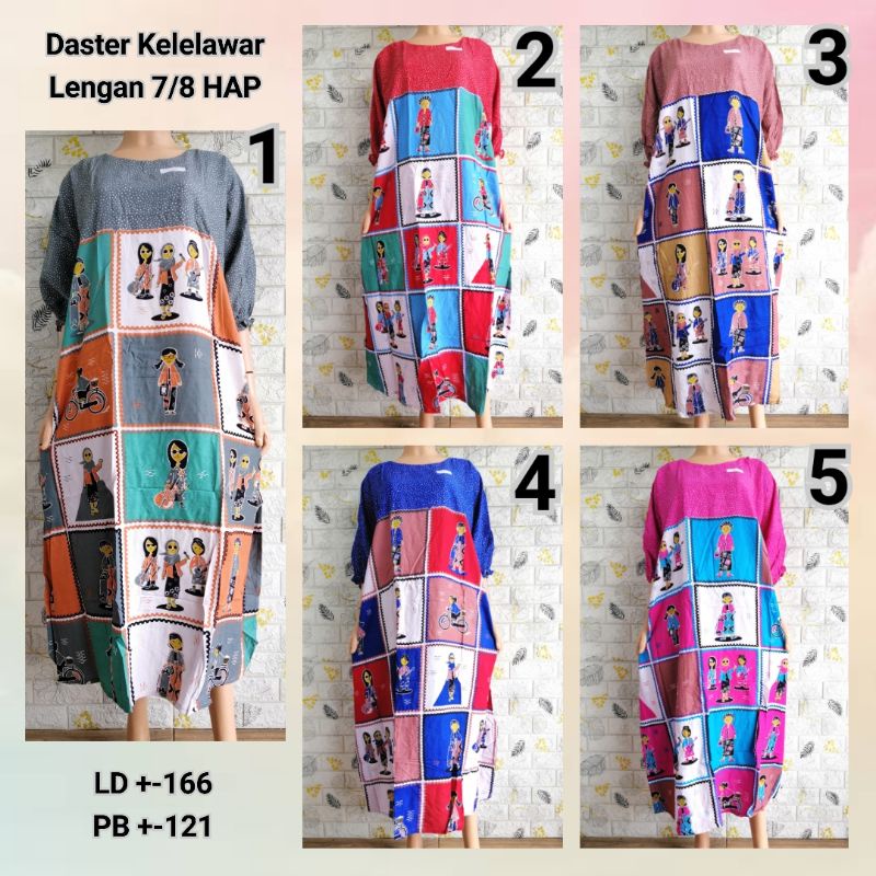 Daster Kelelawar Jumbo Lengan 7/8 HAP Lowo Bigsize Adem BU TEJO TPLK + KLWH