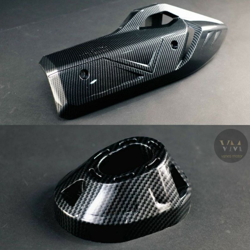Paketan Cover Knalpot Dan Corong Knalpot Vario 160 Carbon Nemo Original