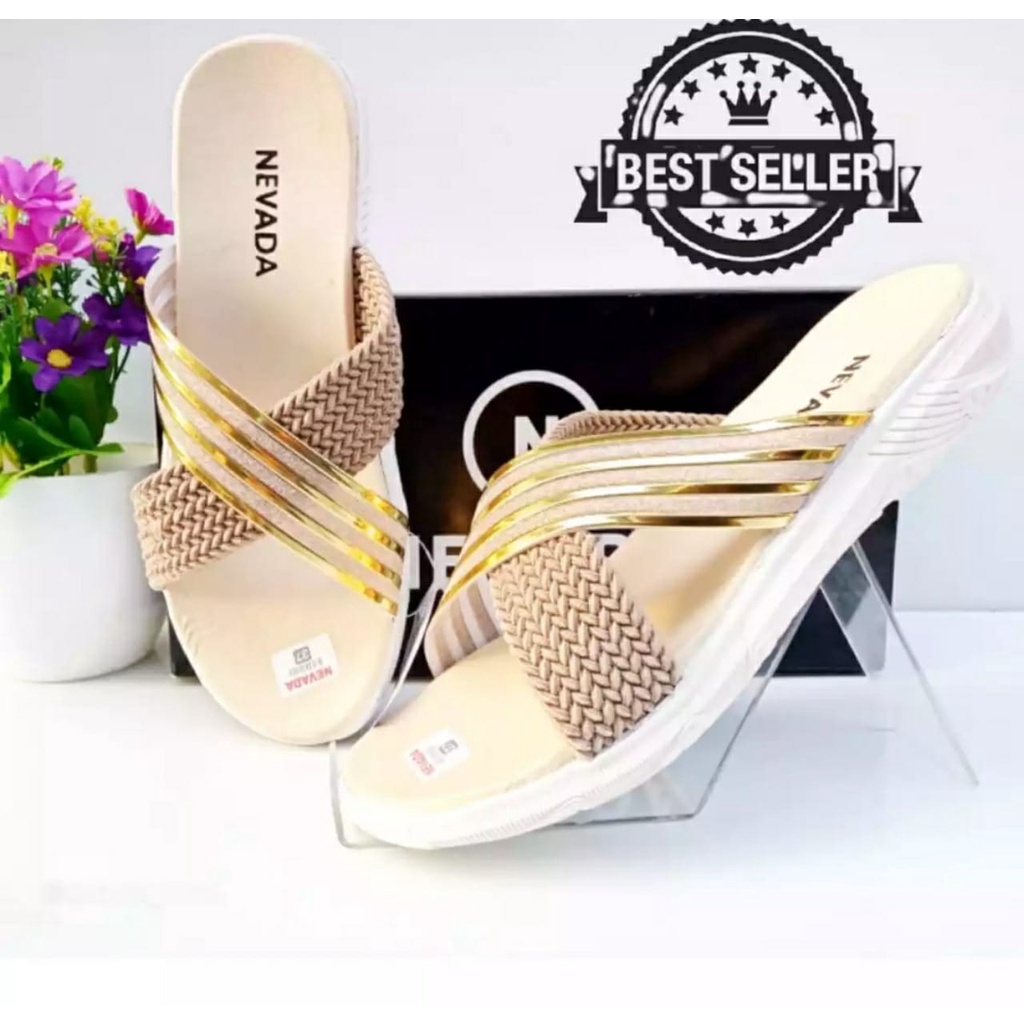 Sandal Wanita Nevada Glitter Sandal Jepit Flat Wanita Slip Murah Sendal Wanita Terbaru