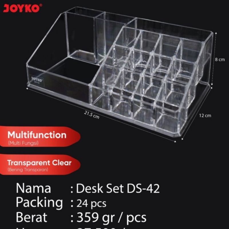 Desk Set / Pen Holder Acrylic / Tempat Alat Tulis dan Kosmetik Akrilik Joyko DS-42